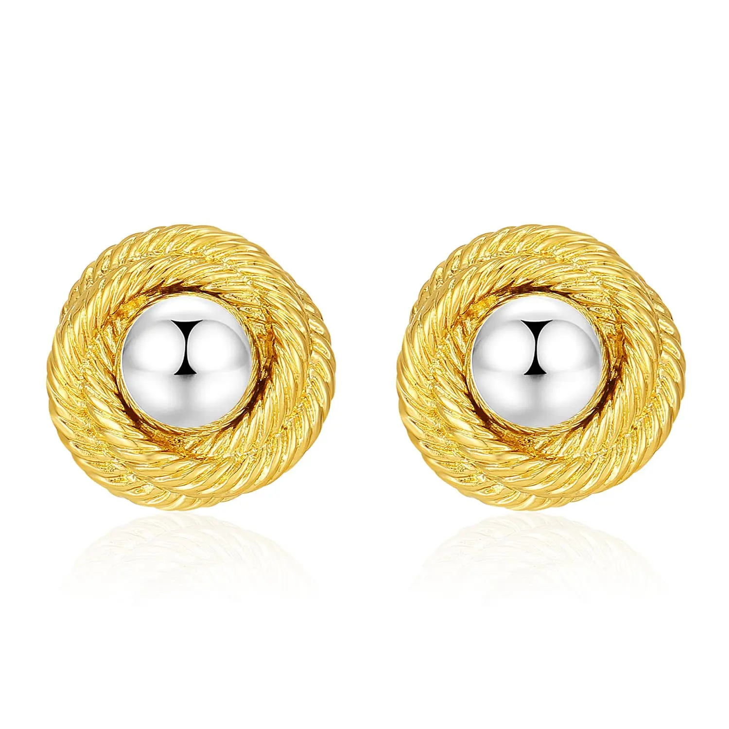 Aprilery Chunky Earrings Trendy Vintage Round Rope Disc Stud Statement Earrings Hypoallergenic Dupes Jewelry