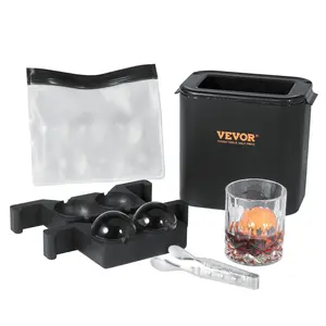 VEVOR Ice Ball Maker, Crystal Clear Ice Ball Maker 2.36inch Ice Sphere Maker with Storage Bag and Ice Clamp, Round Clear Ice Cube 2-Cavity Ice Press Maker for Whiskey Scotch Cocktail Brandy