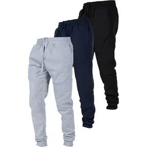 3 Pack Fleece Active Tech Joggers for Men, Mens Sweatpants with Zipper Pockets