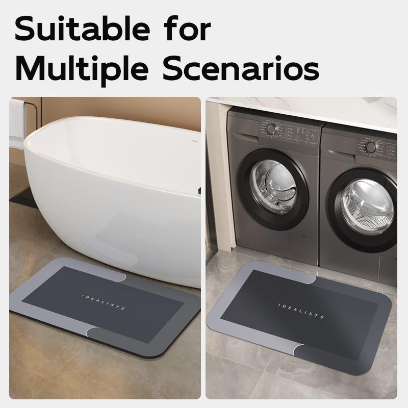 Bathroom Mat Premium Quick-Dry-Ultra-Absorbent Thin Diatomite Bath Mat-Rubber Backing Thin Non-Slip, Machine Washable, and Mildew-Resistant Rug for Shower, Kitchen, Laundry Room,and More with Geometric Design and Easy Cleaning last-minute  Holiday Haul