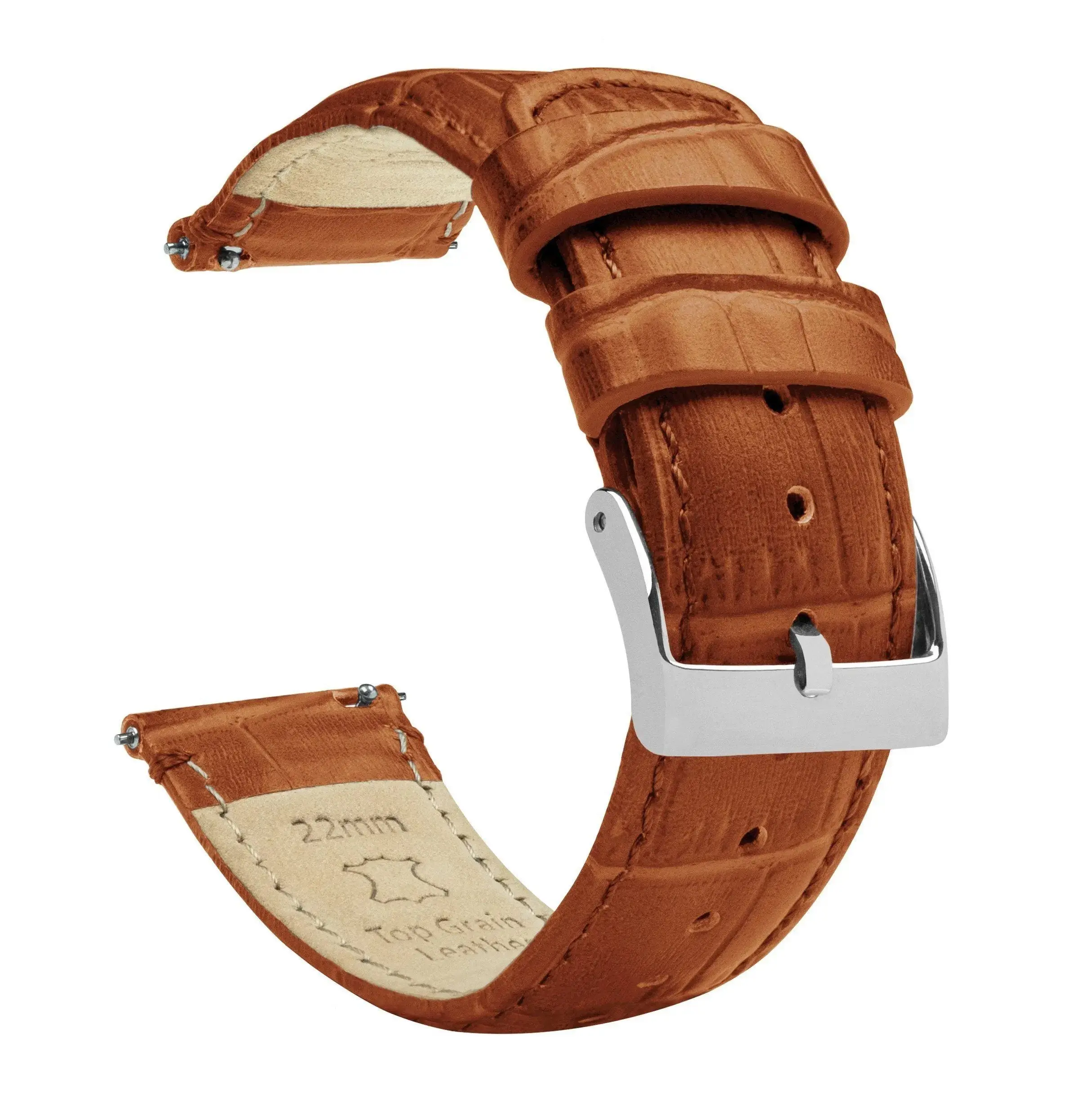 Coros Toffee Brown Alligator Grain Leather Watch Band