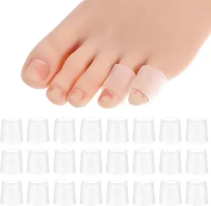 24 Pcs Silicone Toe Sleeves, Soft Gel Protector Toe Cushions Cuttable Pinky Toe Sleeves Protectors Corn Protectors Toe Tube Pads for Hammer Toe Stubbed Toe Corns Calluses Protect(Clear)