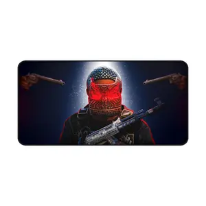 Rust Game Desk Mat - Metal Armor Mask Gaming Mousepad - Survival FPS Desk Decor - Glowing Red Eyes Soldier Art - XXL Large Mouse Pad for Gamers