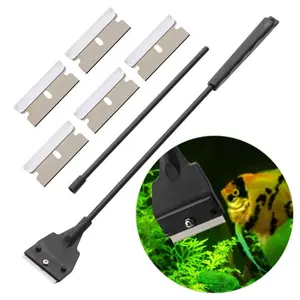 Stainless Steel Spatula Fish Tank Brush, Algae Scraper Blade, Aquarium Aquatic Plant Grass Cleaner Set, Pet Supplies