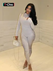 Women's Fashion Snake Print Round Neck Long Sleeve Fitted Jumpsuit, Womenswear, Comfortable Chic Casual Wear, Spring & Fall, Daily or Outdoors