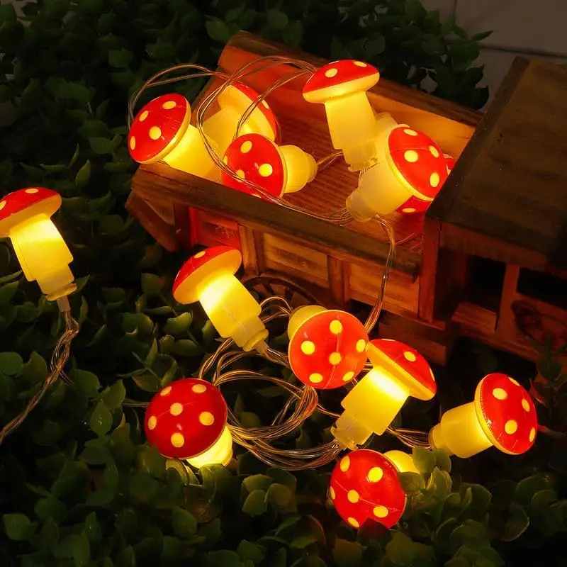 Mushroom 3D Lights Cottagecore Room Mushroom Decor 10FT 20LEDs Wonderland Mushroom String Lights Forest Decor for  Gifts Bedroom Party Wedding Outdoor Patio Decoration Woodlands Decor