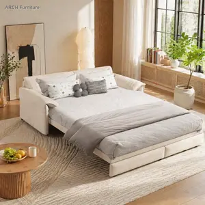 66x33.5x36in Modern 3-in-1 Convertible Sofa Chair - Queen Size Arch Velvet Sleeper Sofa, Storage Chaise for Small Space Living Room, Multi-Functional Guest Bed, Modern Sleeper Sofa