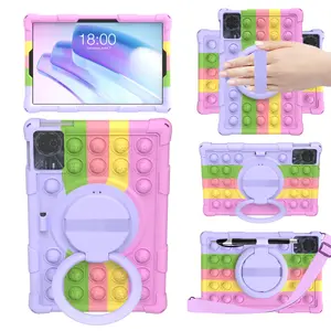 Silicone Decompression Bubble Resistant Tablet Case with Shoulder Strap & Pen, Tablet Protective Case for Huawei Lenovo Teclast Doogee Honor Tablet Series, Tablet Casing, Tablet Cover, Tablet Accessories