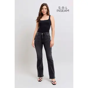Judy Blue High Waist Tummy Control Black Bootcut Denim Jeans 88787 - 3 Inseam Options: Short, Regular, Long Pants Womenswear
