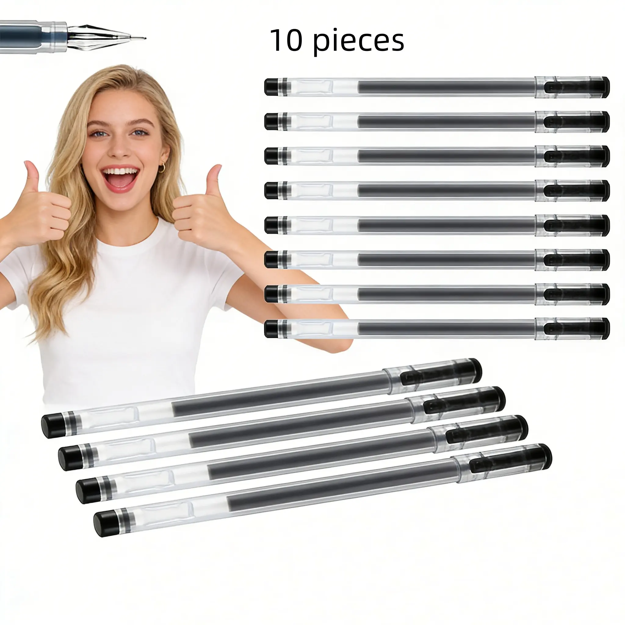 Multi-Color Mini Pen Large Capacity Ink Drill Stones High-Quality Plastic Full Needle Tube Neutral Pen Signature Student Exam Special Pen Carbon 0.5mm