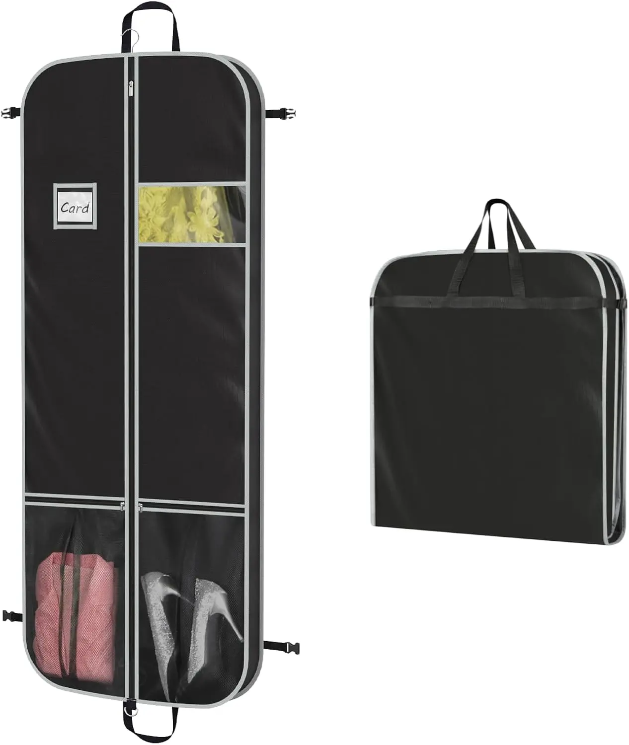 Zilink Garment Bags Suit Bag for Travel and Storage 43 inches Gusseted Suit Cover Protector for Closet with 2 Large Pockets and 2 Carry Handles for Suit Coat, Dress, Set of 2