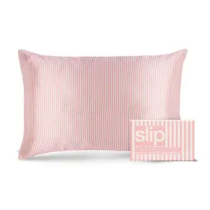 Fairy Floss Queen Zippered PillowcaseSlip Silk Pillowcase | Queen Size, Zippered Closure | Fairy Floss | Pink Striped | 100% Pure Mulberry Silk | Anti-Aging, Anti-Sleep Crease, Anti-Bed Head | Designed to be gentle on Skin & Hair, Luxury Sleep Essential