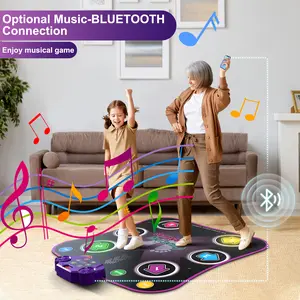 Dancing Adventure Light-Up 6-Button Kids Dance Mat with Bluetooth Connectivity Fun Music & Dance Mat Game for Girls Interactive LED Design Non-Slip 5 Game Modes