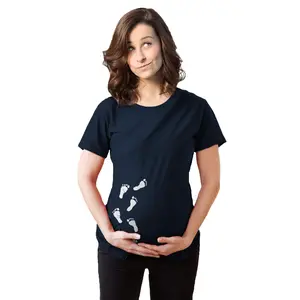 Maternity Baby Bump Footprints T Shirt Funny Cute Graphic Pregnancy Tee Funny Graphic Maternity Tee Cute Pregnancy Tees With Plus Sizes Pregnant Maternity Shirts Navy