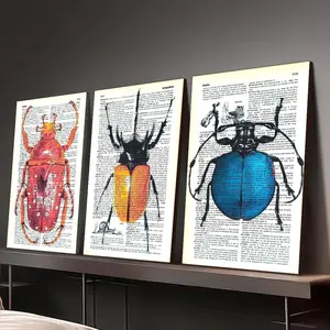 Insect Pattern Unframed Painting, Vintage Bug Poster, Unframed Art Print, Wall Art for Home Living Room Bedroom Office School Decor, Ornaments