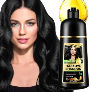 YECUCE 500ml 3-in-1 Hair Dye Shampoo, Haircare, Hair coloring, formulated with herbal ingredients, gentle on scalp and hair, enjoy salon-quality results at home, available in black, brown shades, quick 30-minute hair dye