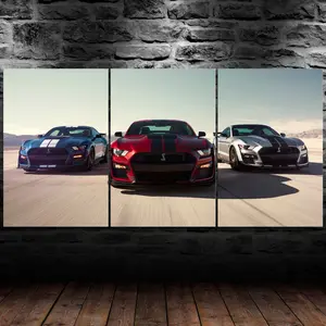 luxury wall art Ford Mustang Racing 3 Counts/set Sports Cars Super 3 Counts/set Piece Canvas Wall Art Print Home Decor Gift Room Water Proof Artwork Painting Ornaments