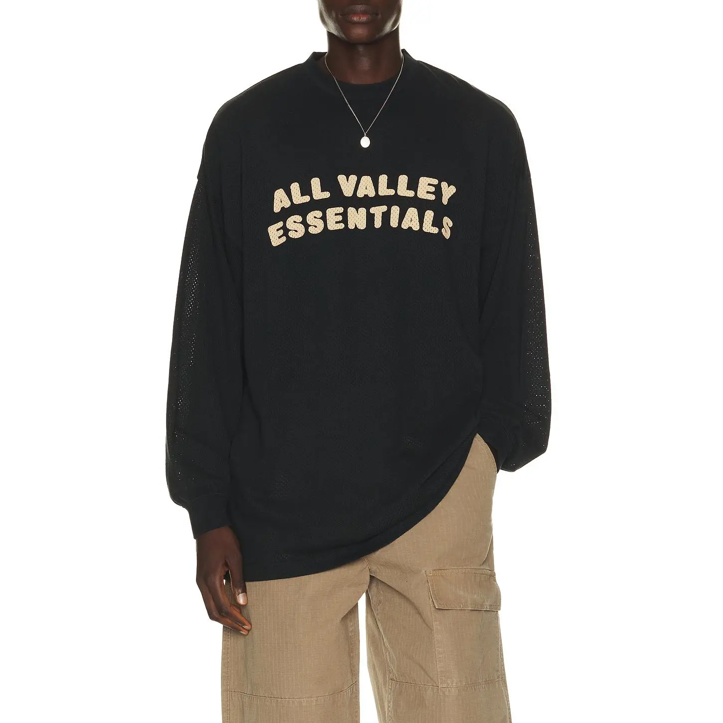 Fear of God ESSENTIALS Merch Long Sleeve Tee in Vintage Black