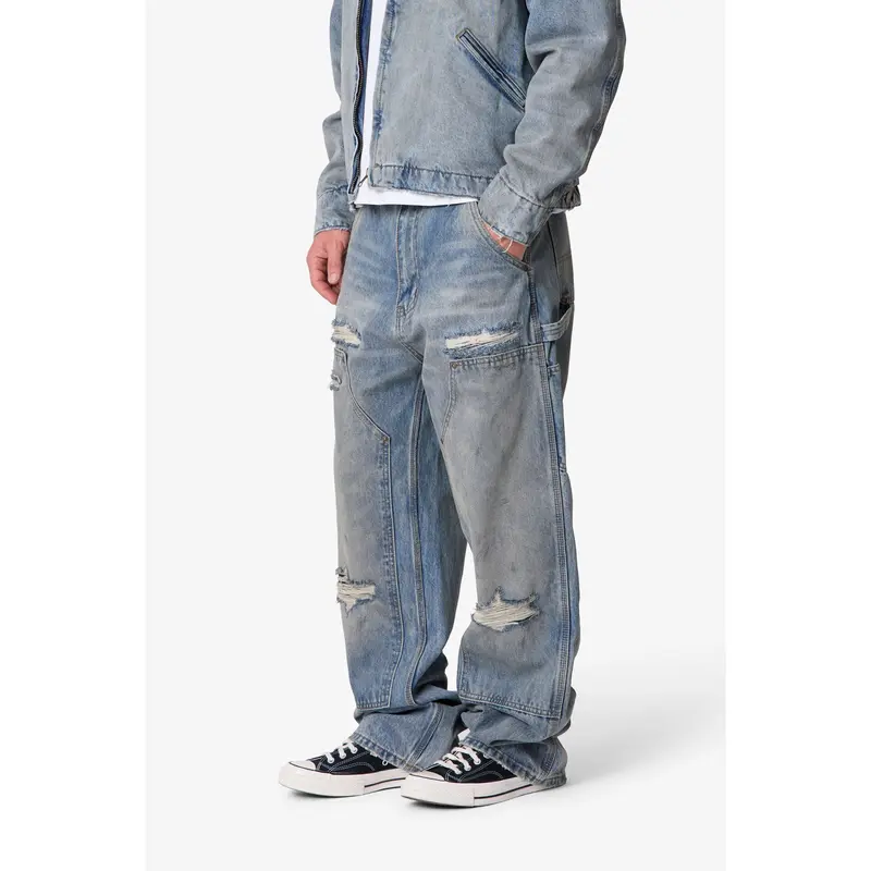 mnml Ultra Baggy Distressed Work Denim - Vintage Blue - TikTok Shop