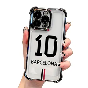 Barcelona Football Phone Case Number 10 Shockproof Transparent Soft Back Compatible with iPhone 17 16 15 14 13 12 11 Pro Max Plus Animal Colorful Protective TPU Material Full Coverage Design