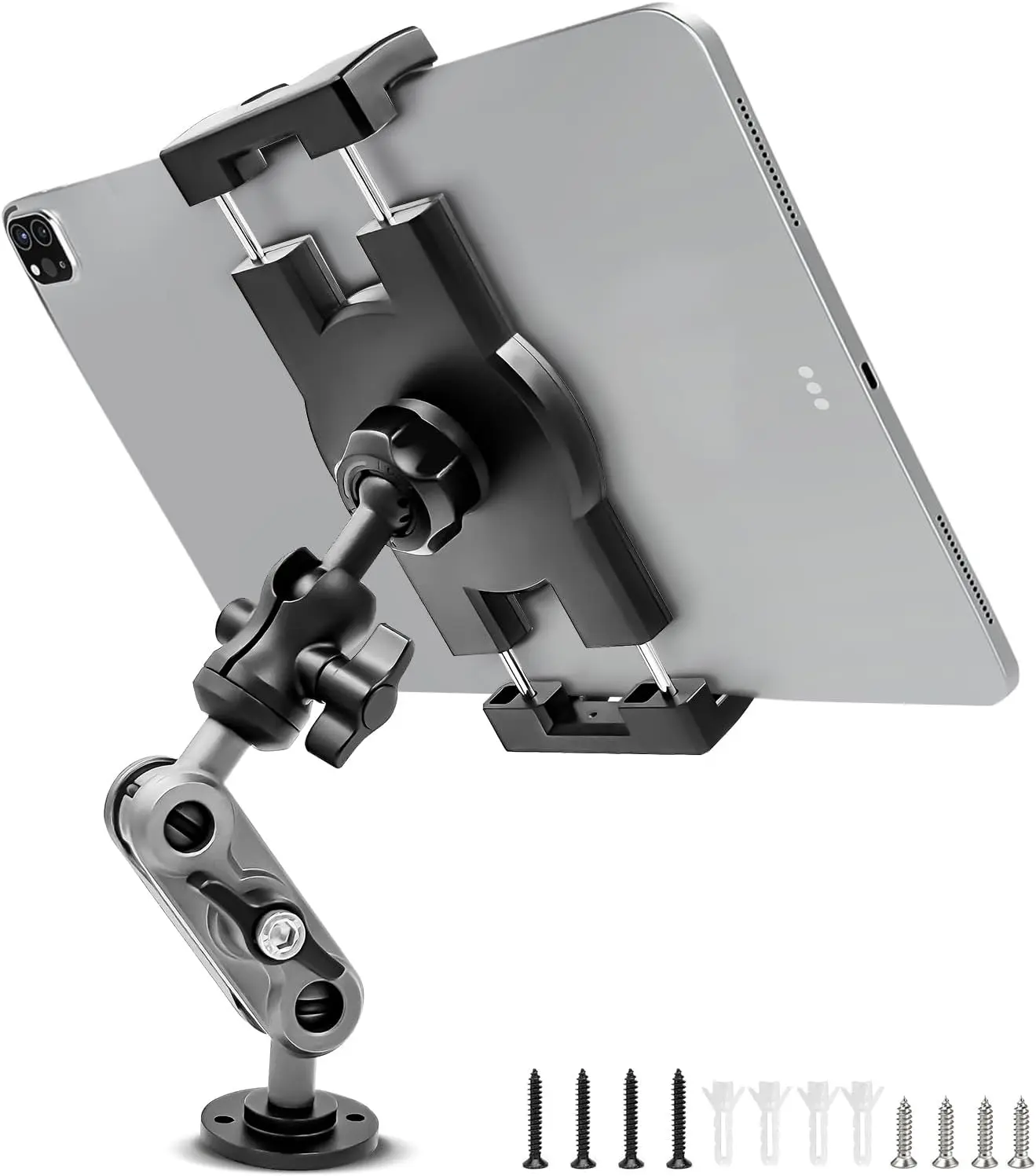 Heavy Duty Drill Base Tablet Holder  Mount Dashboard, 360 Adjustable 2-Stage Stand for 4.7-12.9" iPad Pro/Air/Mini/ Galaxy Tab, for   Wall Desk Commercial