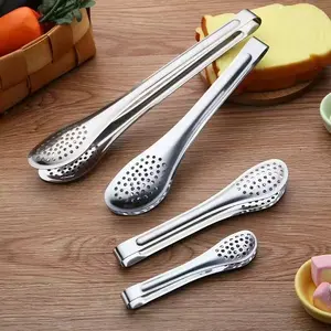 Stainless Steel Food Tongs, Thick High Temperature Resistant Frying Tongs, Heat-Resistant Oil-Fried Kitchen Tools, Set of Two