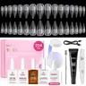 [Exclusive to TTS]Beetles Tipex Lite Gel Nail Extension Kit Instant Apex Nail Tips Kit with UV Nail Glue, Base & Top Coat, Remover, Mini Nail Lamp,Pre-Building Pre-Etched Acrylic Tips Kit, Set, Uv Led Nail Lamp, Fake Nails