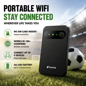 ECOVOX 4G LTE Portable WiFi Hotspot – Pay-As-You-Go Wireless Internet, No SIM Card or Contract Needed, Auto Network Switching, Connect Up to 9 Devices, Free 1GB Local Data for Travel, Camping & Outdoor Use