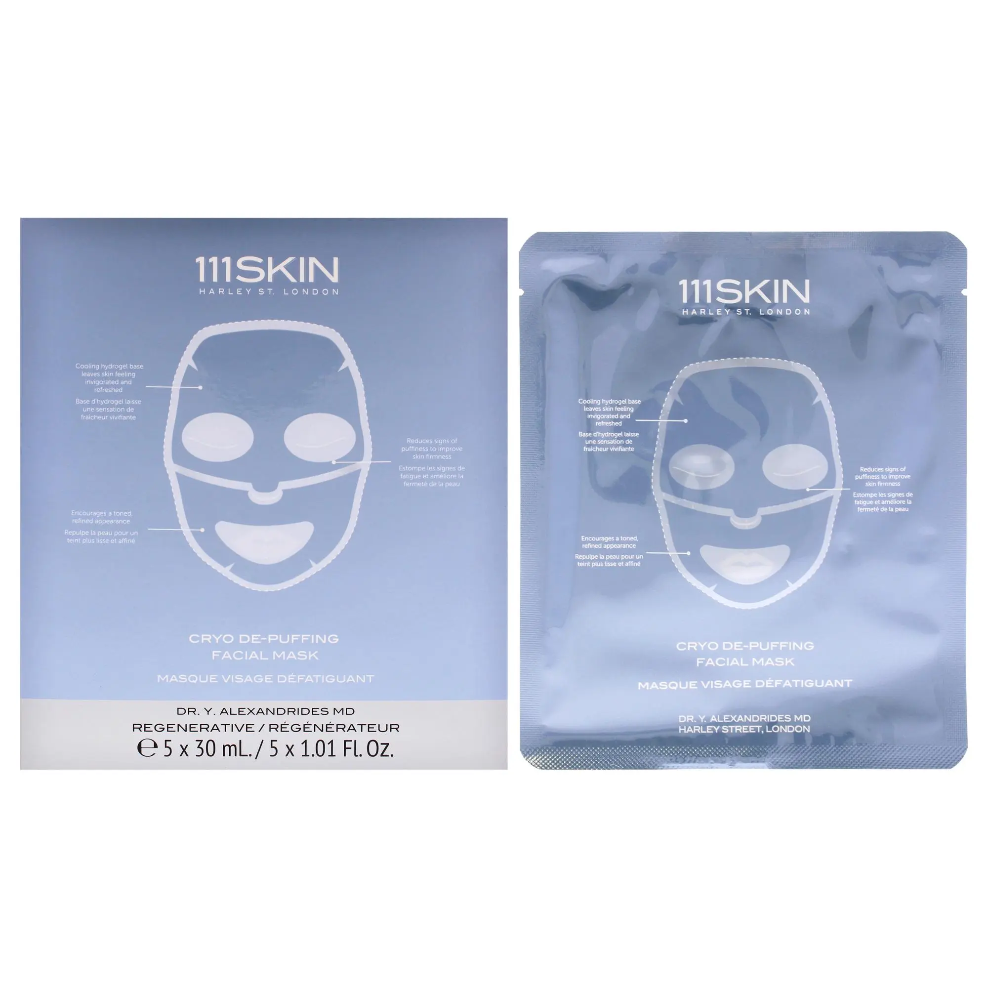 111Skin Cryo De-Puffing Facial Mask, Reduces Puffiness, Unisex Beauty & Personal Care Product - 5-Pc Set