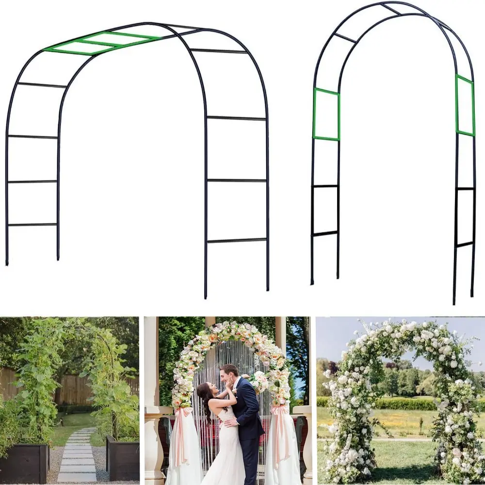 7.9 Ft H x 4.6 Ft W Metal Pergola Arbor Garden Arch Assemble Freely 2 Sizes Garden Trellis for Climbing Plants Outdoor Halloween Decor Wedding Bridal Party Decoration Wide Arbor 1 Pack