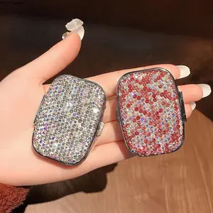 Sparkly Rhinestone Sealed Square Pill Organizer, Compartment Box