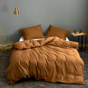 Luxury Coffee Bedding Set 3-Piece (1 Fitted Sheet + 2 Pillowcases), Polyester Thickened Quilt Cover, Suitable for Bedroom Hotel