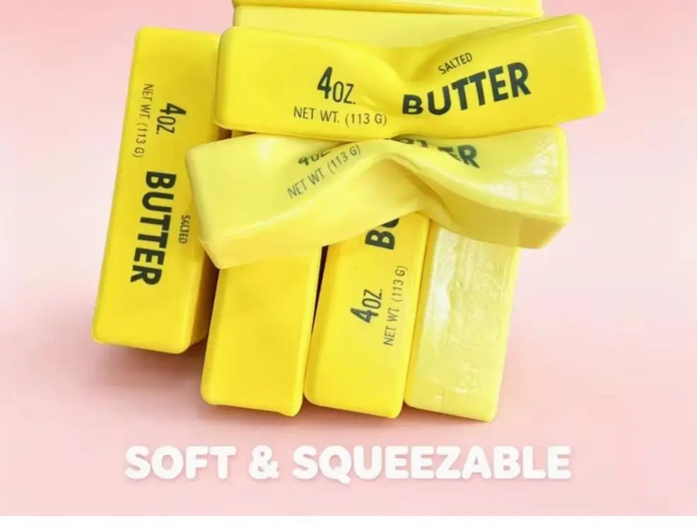 Butter-Shaped Silicone Squishy Toy, 1-Count Wet Soft Slow-Rising Squeeze Item for Stress Relief, Pinch Fidget Option for Family Use