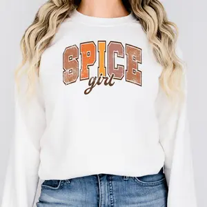 Spice Girl Fall Sweatshirt Cotton Pullover   Comfy Womenswear Colorful Comfortable
