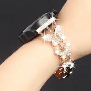 Women's Rhinestone Metal Watch Band for Samsung Galaxy Watch 7 6 5 4 3 5pro 44mm/40mm 4/6classic , Huawei Watch GT 5/4/3/2/2e, Xiaomi Smartwatch, 20/22mm Butterfly Buckle Strap