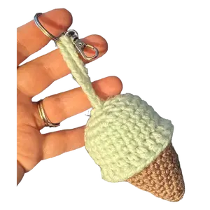 Crochet Ice Cream Cone Keychain | Handmade Bag Charm & Purse Accessory