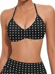 New Polka Dot Print High Waist Sporty Tops, Comfortable Breathable Running Fitness Tops, Outdoor Yoga Workout Shorts, Gym Shorts for Women