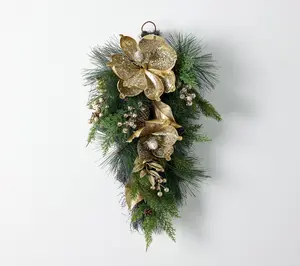 26" Glistening Magnolia, Berry & Leaf Teardrop by Valerie