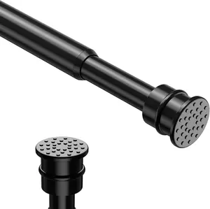 Spring Tension Rods 28-48 Inches No Drill Tension Curtain Rods Black Spring Loaded Curtain Rods Adjustable Small Short Tension Curtain Rod for Window,Kitchen,Doorway,Cupboard,Wardrobe