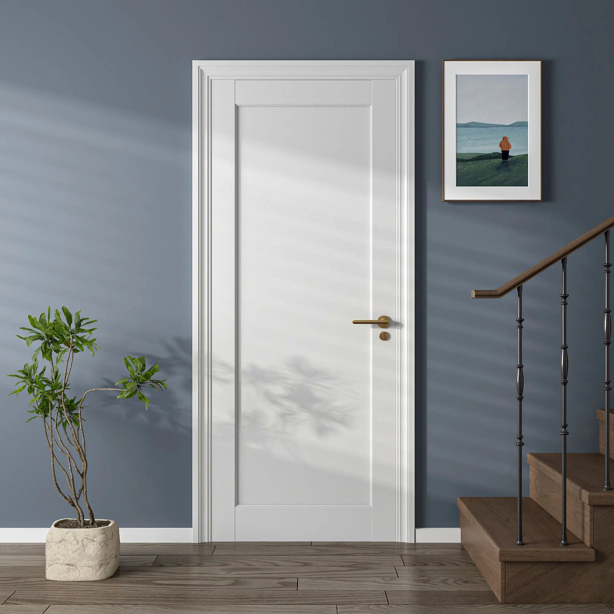 1-Panel Slab Door ,French Interior Door Paintable MDF Door Panel,Pre-Assembled Panel for Closet Pantry Bedroom Livingroom Study Office,White