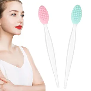 2 Pcs Silicone Exfoliating Lip Scrub Brush Tool for Dark Lips