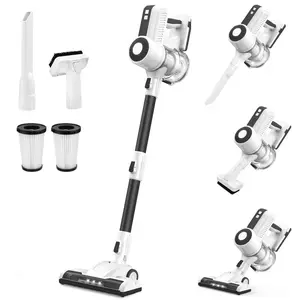 MOOSOO Stick Vacuum Cleaner, 30Kpa Cordless Vacuum with Headlight Motorized Brush, Self-Standing for Hard Floor Carpet Pet Hair, Black