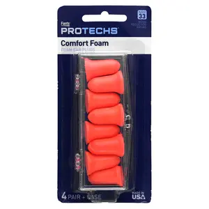 Flents Protechs, Comfort Foam, Foam Ear Plugs, 4 Pairs + Case