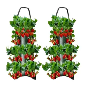 Hanging Strawberry Flower Pot Bag, 2 Counts Strawberry Planting Bag with 8 Holes, Inverted Tomato Planters, Vegetable Planting Bag, Growing, Garden, Strawberry Vertical Planters