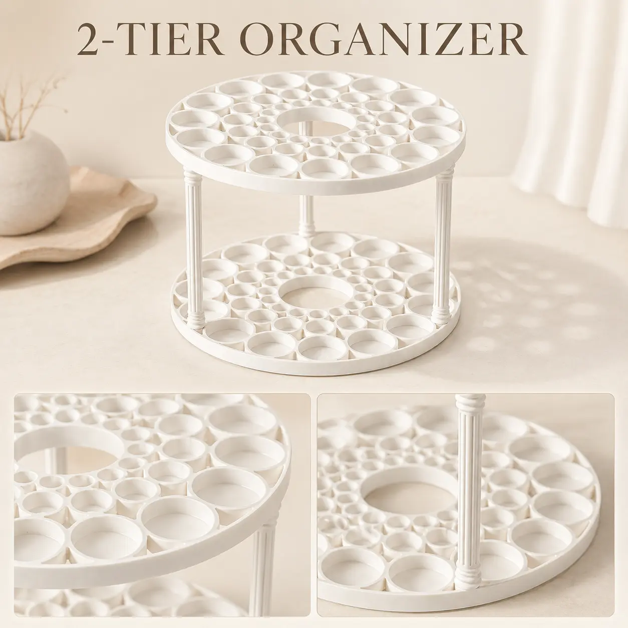 Desktop Makeup Organizer, Multi-Function Cosmetic Storage Rack for Skincare, Brushes, Lipsticks, Perfume, Vanity & Bathroom