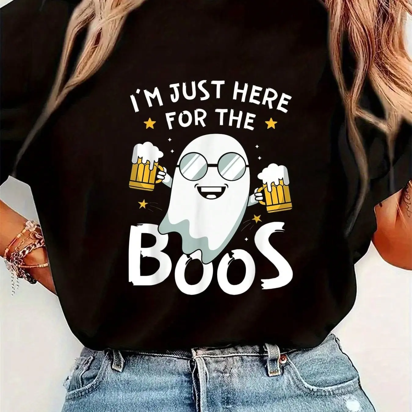 Halloween Outfits For Women Funny Halloween Im Just Here For The Boos Costume Women TShirt