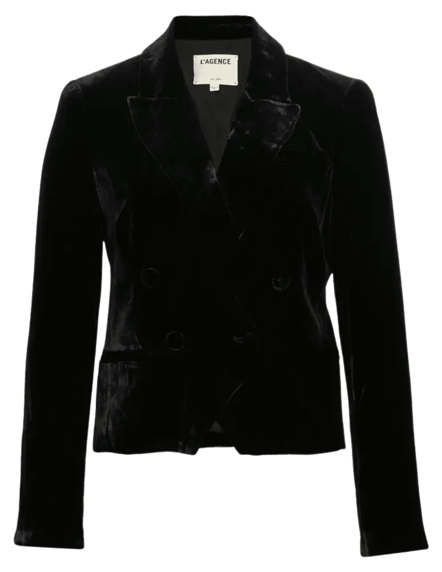 L'AGENCE Rory Double Breasted Blazer in Black Velvet-SALE