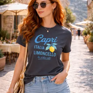 Capri Limoncello Graphic Tee – Italian Lemonade Summer La Dolce Vita Italia, Lemon Lover Gift