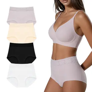 Alisia Grace Women’s Cotton Underwear-Breathable 4 or 8 packs High-waisted Pattern Panties, Full Coverage Ladies Underwear Soft Cotton, Multiple Packs