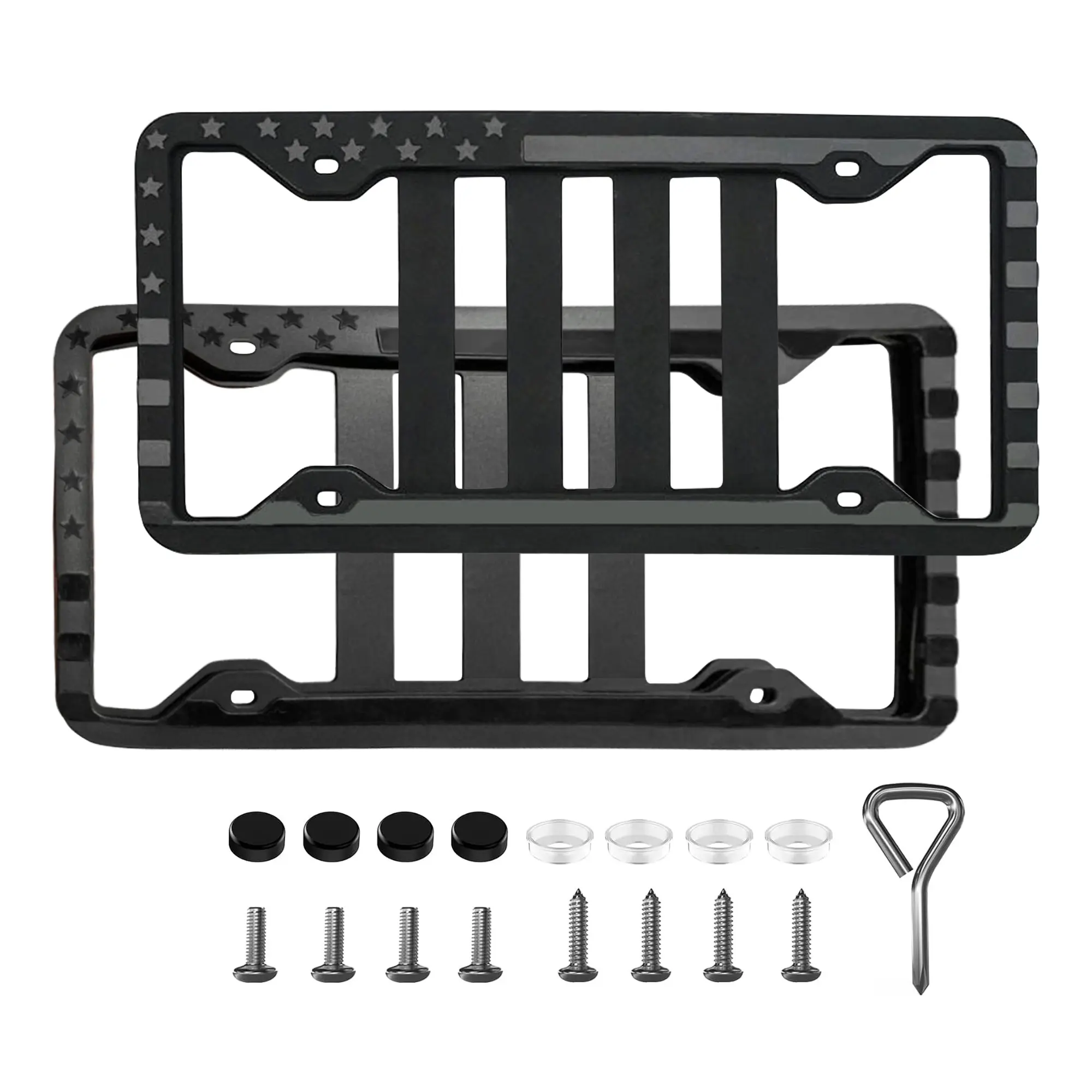Silicone American Flag License Plate Frame Holder (Set of 2)